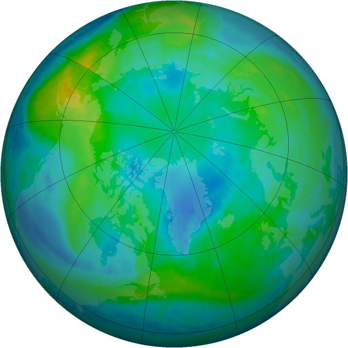 Arctic ozone map for 21 October 1999